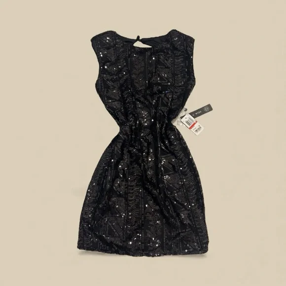 NWT As U Wish Sparkling Black Mini Dress - Picture 3 of 7